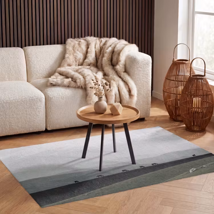 Grijs - Berg - Paarden Vloerkleed Rechthoek klein -atmosphere_sfeer2_global
