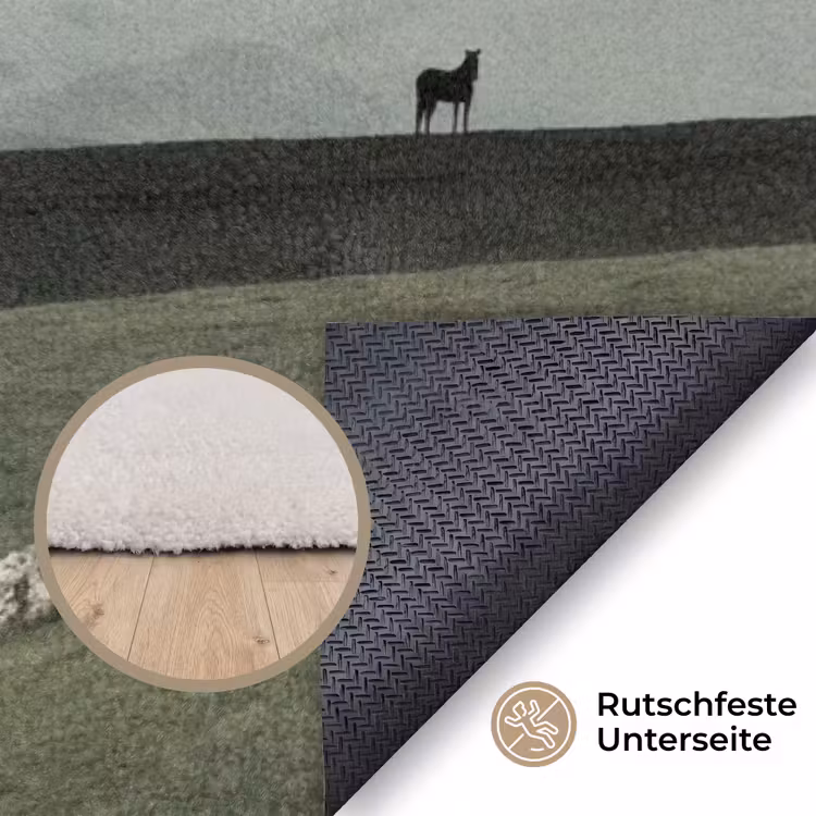 Grijs - Berg - Paarden Vloerkleed Rechthoek klein -uniquesellingpoint_antislip_DE_DE