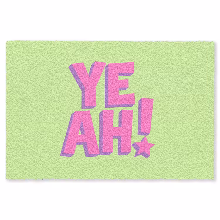 Groen - Neon - Quote Vloerkleed Rechthoek klein -3d