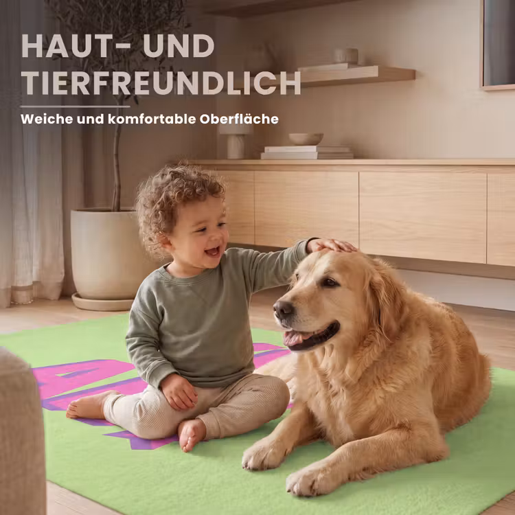 Groen - Neon - Quote Vloerkleed Rechthoek klein -uniquesellingpoint_zacht_DE