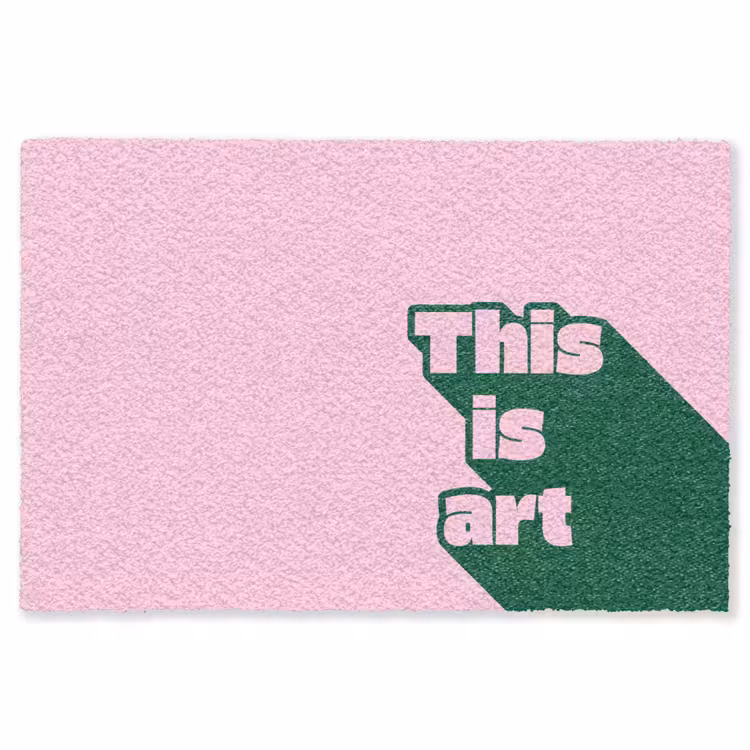 Groen - Tekst - This is art - Roze Vloerkleed Rechthoek klein -3d