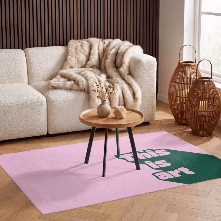 Groen - Tekst - This is art - Roze Vloerkleed Rechthoek klein -atmosphere_sfeer2_global