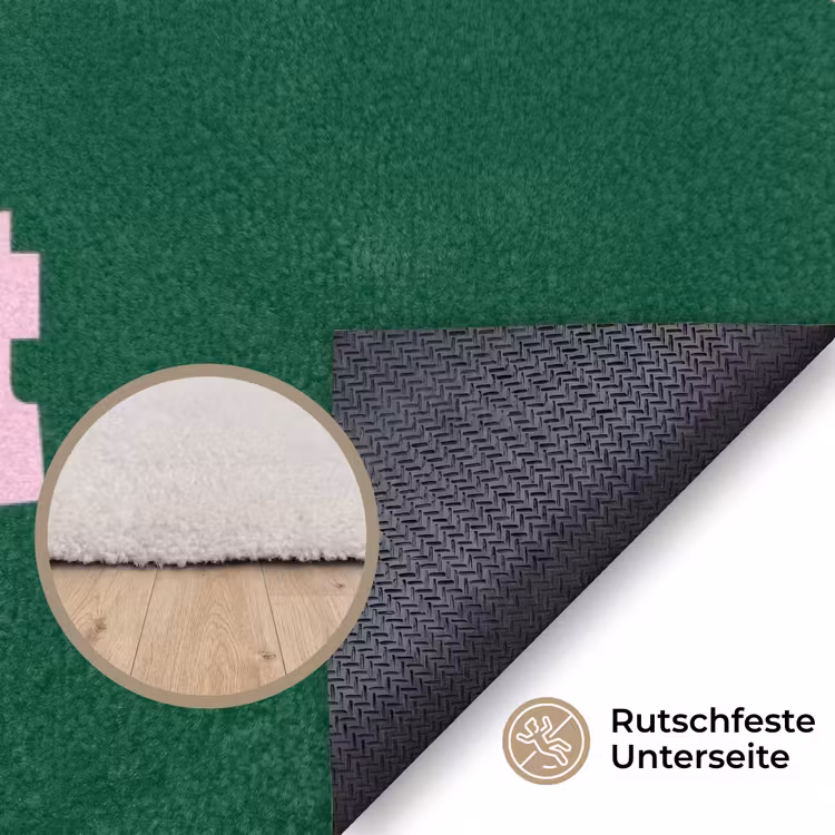 Groen - Teskt - This is art - Roze Vloerkleed Rechthoek klein -uniquesellingpoint_antislip_DE_DE