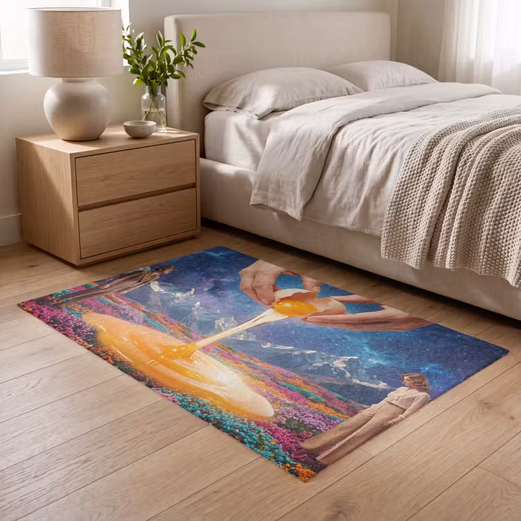 Teppich - Hände – Ei – Surrealismus - Handen - Ei - Surrealisme Vloerkleed Rechthoek klein