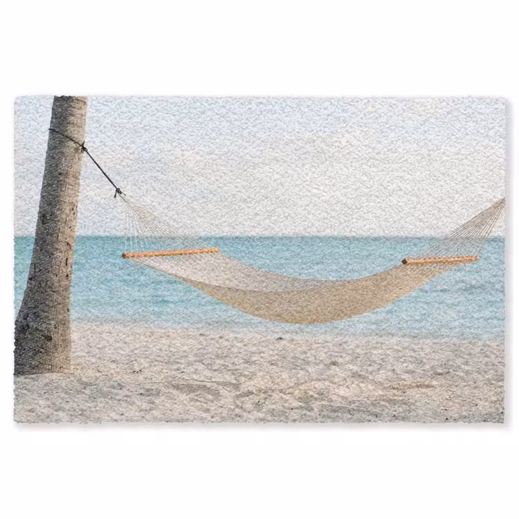 Hangmat - Strand - Wit Vloerkleed Rechthoek klein -3d