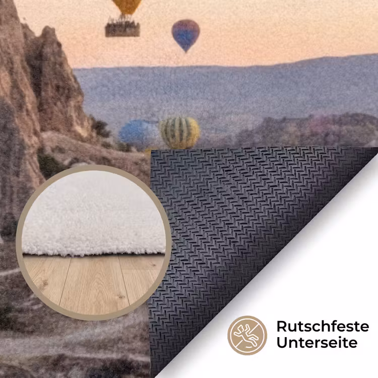 Luchtballonnen - Rotsen - Zonsopgang Vloerkleed Rechthoek klein -uniquesellingpoint_antislip_DE_DE