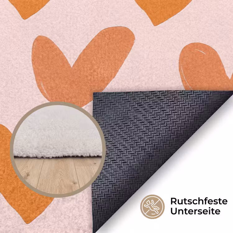Hartjes - Getekend - Oranje Vloerkleed Rechthoek klein 1091 -uniquesellingpoint_antislip_DE_DE