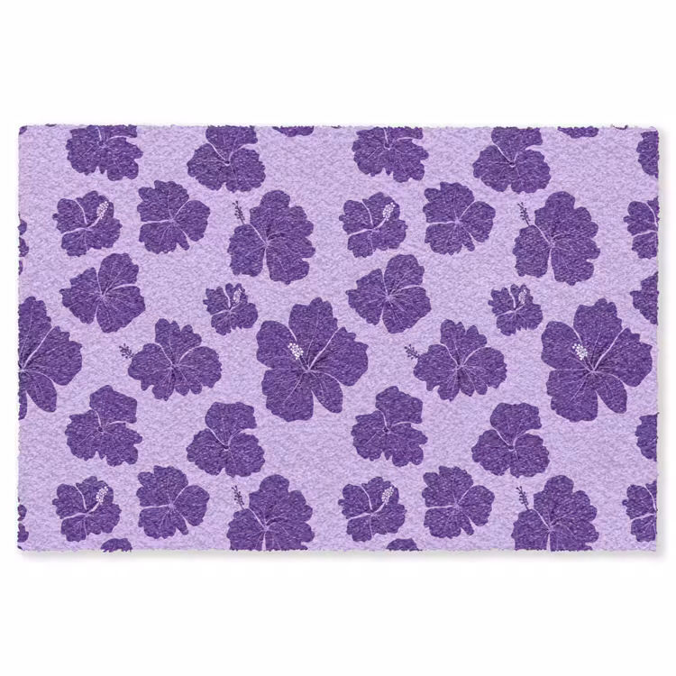 Hibiscus - Bloemen - Paars Vloerkleed Rechthoek klein 1091 -3d