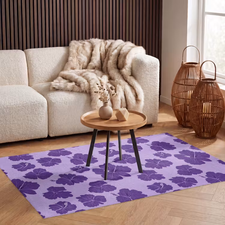 Hibiscus - Bloemen - Paars Vloerkleed Rechthoek klein 1091 -atmosphere_sfeer2_global