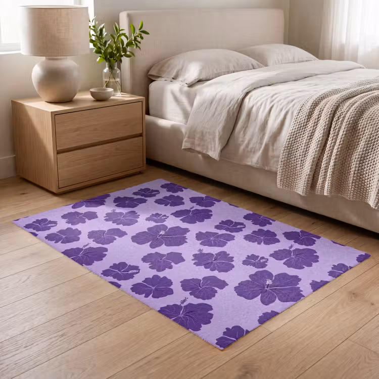 Hibiscus - Bloemen - Paars Vloerkleed Rechthoek klein 1091 -atmosphere_sfeer3_global