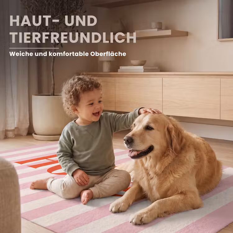 Hola - Quote - Strepen - Pastel - Roze - Rood - Wit Vloerkleed Rechthoek klein -uniquesellingpoint_zacht_DE