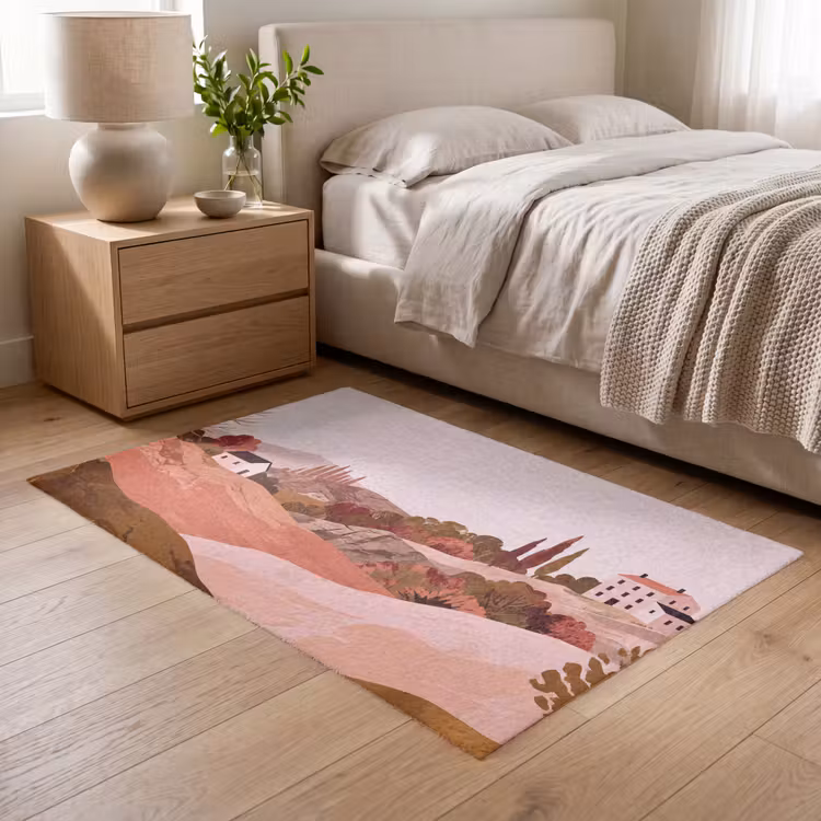 Heuvellandschap - Grafisch - Terracotta Vloerkleed Rechthoek klein -atmosphere_sfeer3_global