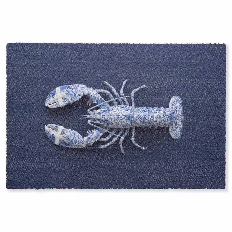 Kreeft - Porselein - Delfts - Blauw Vloerkleed Rechthoek klein -3d