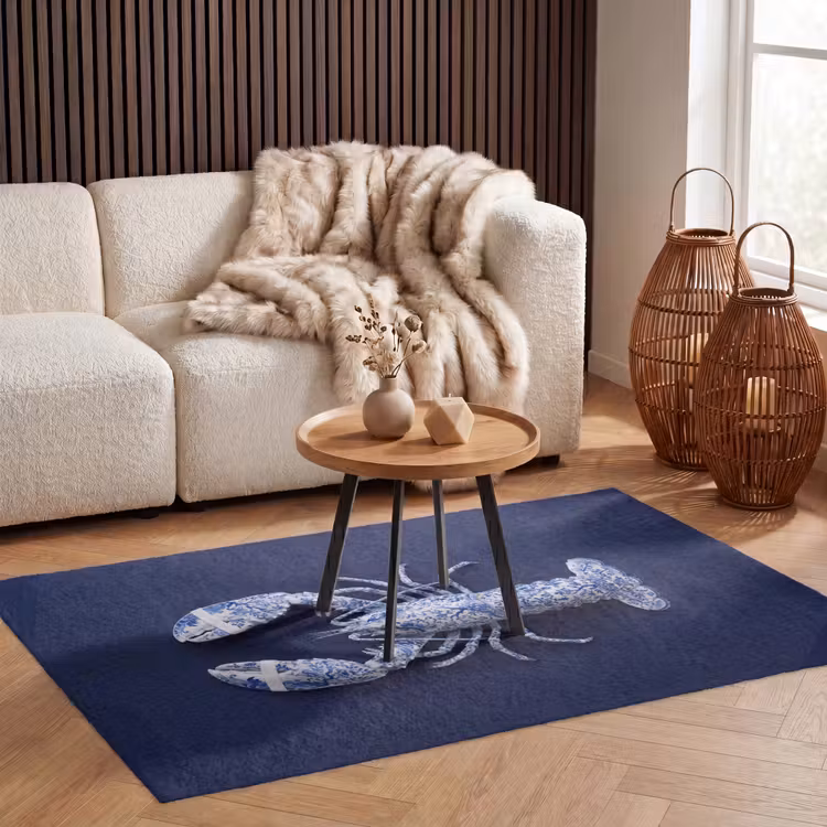 Kreeft - Porselein - Delfts - Blauw Vloerkleed Rechthoek klein -atmosphere_sfeer2_global