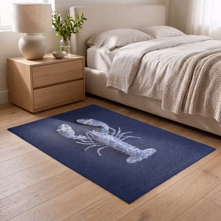 Kreeft - Porselein - Delfts - Blauw Vloerkleed Rechthoek klein -atmosphere_sfeer3_global