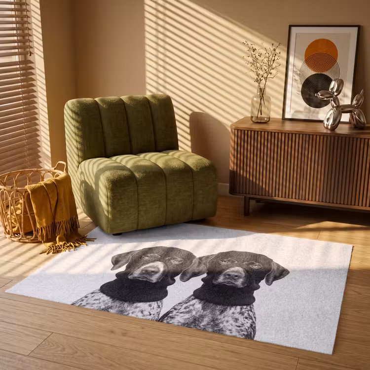 Honden - Bivakmuts - Zwart - wit Vloerkleed Rechthoek klein -atmosphere_sfeer1_global