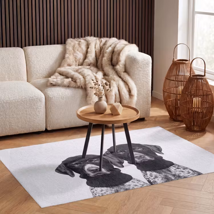 Honden - Bivakmuts - Zwart - wit Vloerkleed Rechthoek klein -atmosphere_sfeer2_global