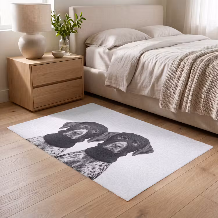 Honden - Bivakmuts - Zwart - wit Vloerkleed Rechthoek klein -atmosphere_sfeer3_global