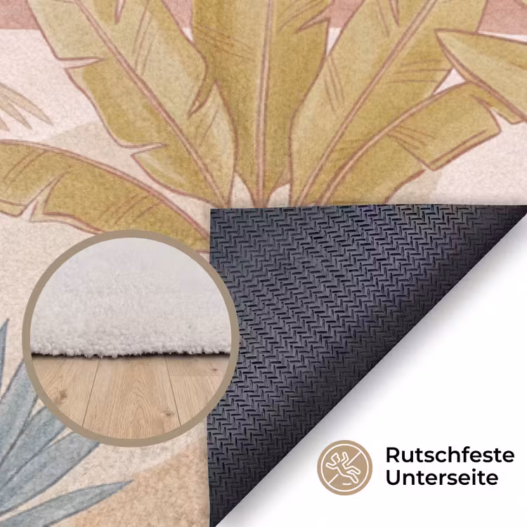 Illustratie - Palmbomen - Kleurrijk Vloerkleed Rechthoek klein -uniquesellingpoint_antislip_DE_DE
