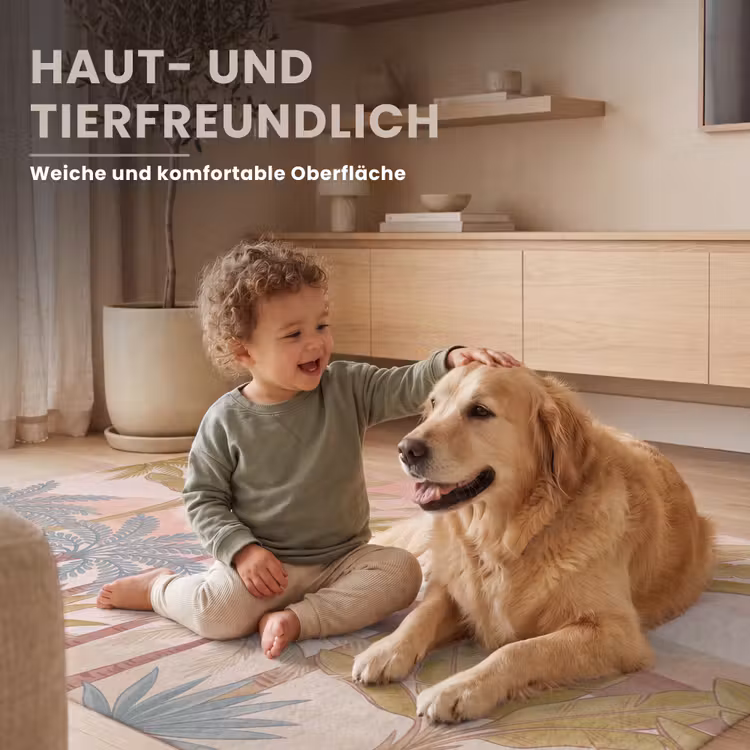 Illustratie - Palmbomen - Kleurrijk Vloerkleed Rechthoek klein -uniquesellingpoint_USP_zachtDE_DE
