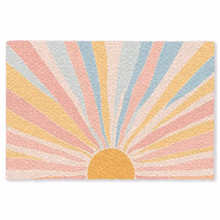 Illustratie - Zon - Pastelkleuren Vloerkleed Rechthoek klein -3d