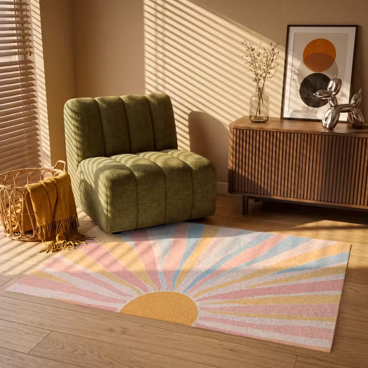 Illustratie - Zon - Pastelkleuren Vloerkleed Rechthoek klein -atmosphere_sfeer1_global