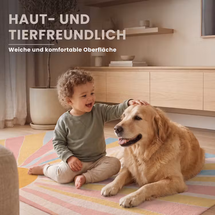 Illustratie - Zon - Pastelkleuren Vloerkleed Rechthoek klein -uniquesellingpoint_zacht_DE