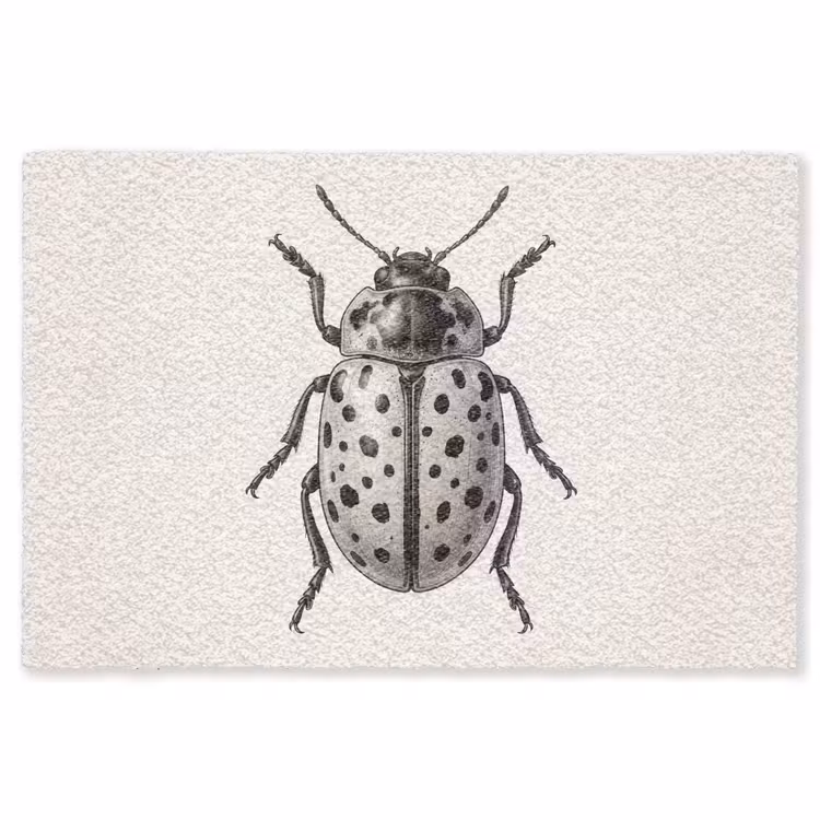 Kever - Insect - Vintage Vloerkleed Rechthoek klein -3d