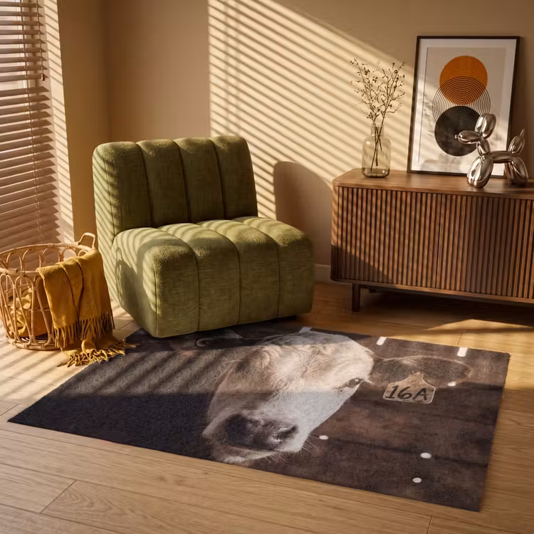Kalf - Oormerk - Houten stal Vloerkleed Rechthoek klein -atmosphere_sfeer1_global