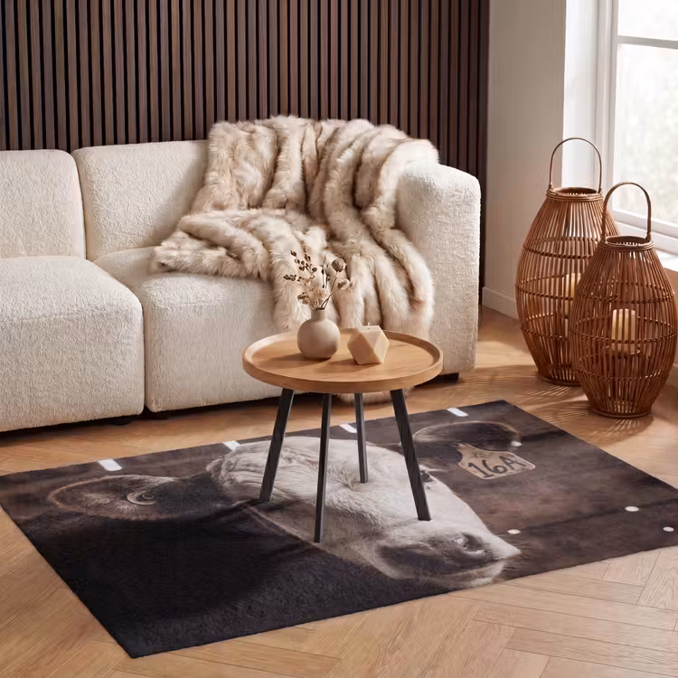 Kalf - Oormerk - Houten stal Vloerkleed Rechthoek klein -atmosphere_sfeer2_global