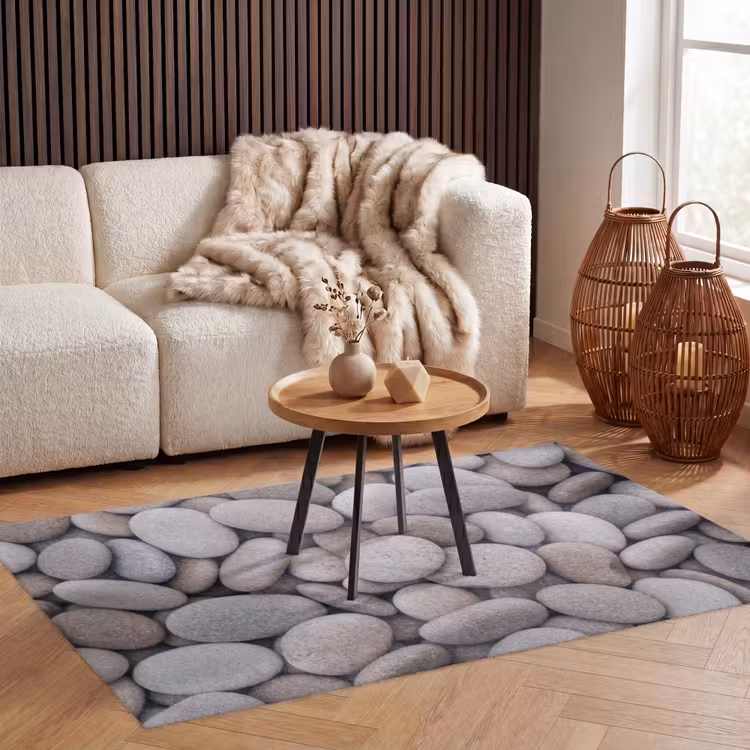 Kiezels - Stenen - Grijs Vloerkleed Rechthoek klein -atmosphere_sfeer2_global