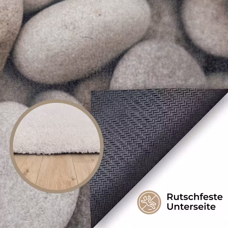 Kiezels - Stenen - Grijs Vloerkleed Rechthoek klein -uniquesellingpoint_antislip_DE_DE