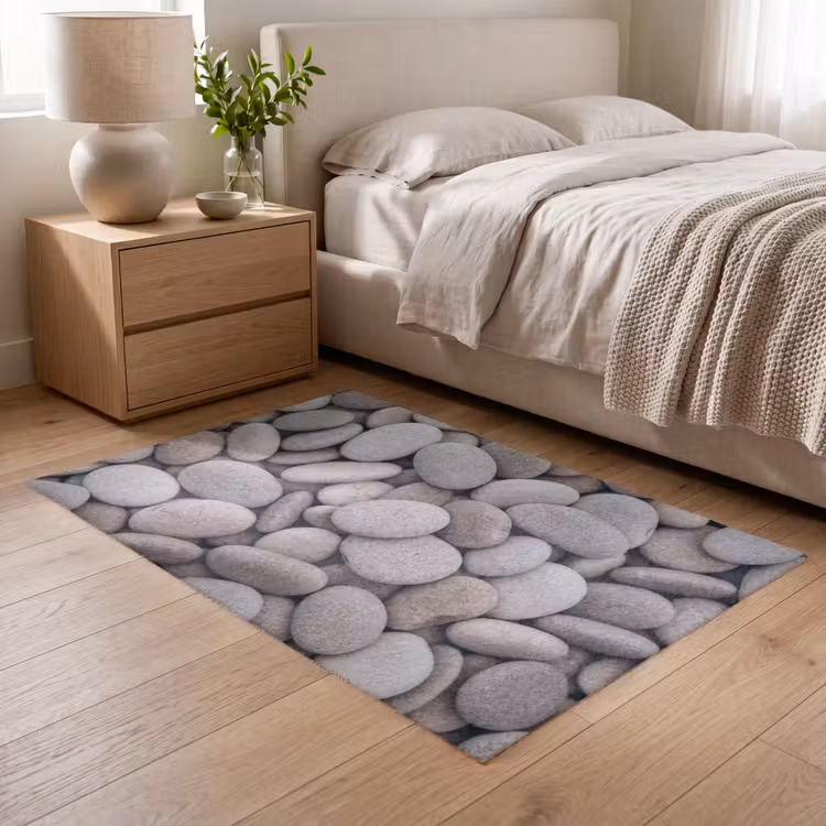 Kiezels - Stenen - Grijs Vloerkleed Rechthoek klein -atmosphere_sfeer3_global