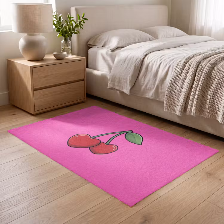 Kers - Roze - Fruit Vloerkleed Rechthoek klein -atmosphere_sfeer3_global