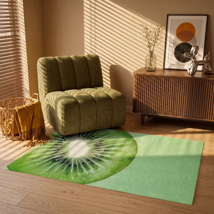 Kiwi - Groen - Fris Vloerkleed Rechthoek klein -atmosphere_sfeer1_global