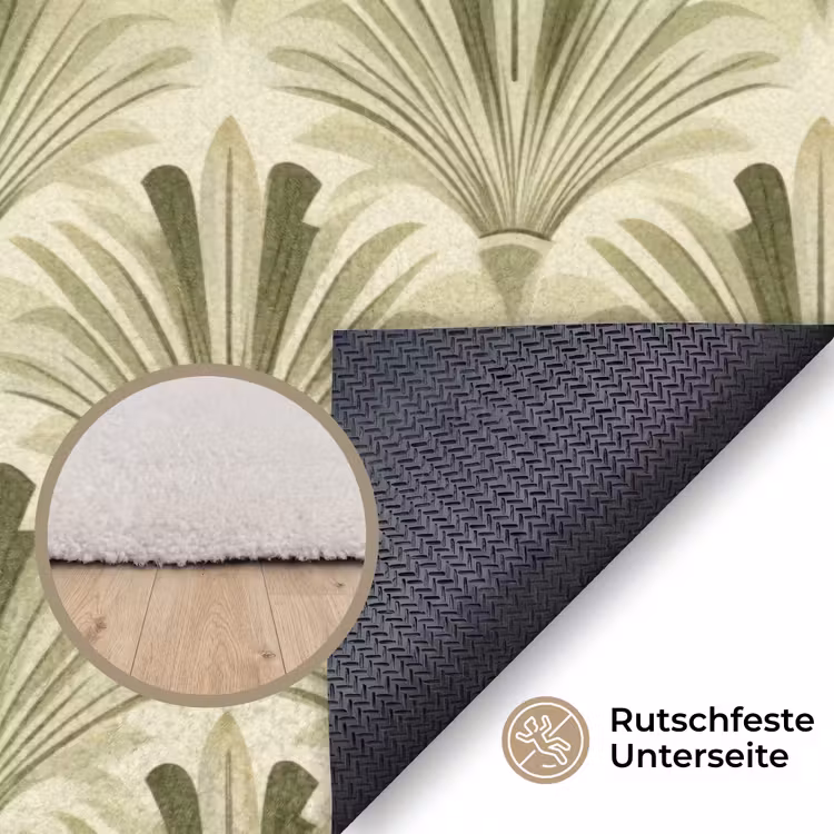 Klassiek - Waaier - Groen Vloerkleed Rechthoek klein 1091 -uniquesellingpoint_antislip_DE_DE