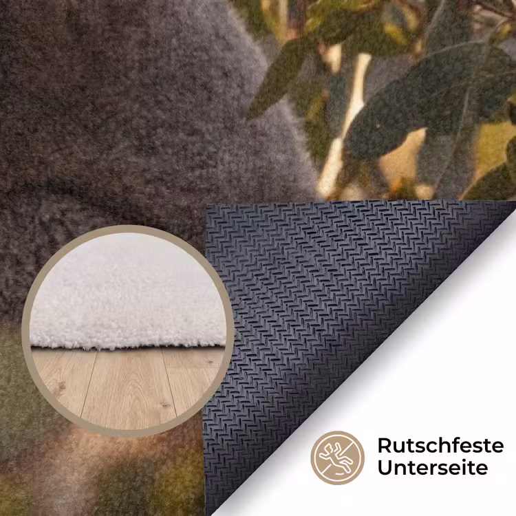 Koala - Bladeren - Ochtendlicht Vloerkleed Rechthoek klein -uniquesellingpoint_antislip_DE_DE