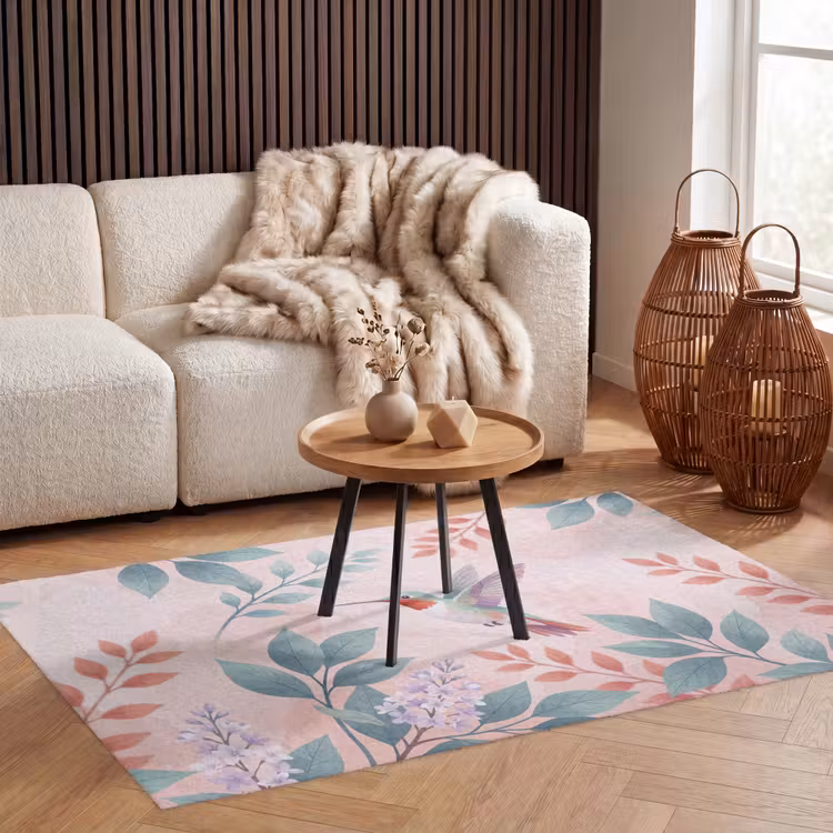 Kolibrie - Vliegen - Natuur - Illustratie - Kleurrijk Vloerkleed Rechthoek klein -atmosphere_sfeer2_global