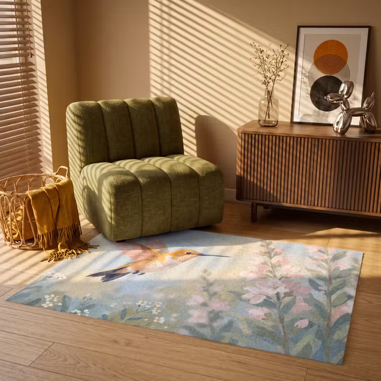 Kolibrie - Illustratie - Kleurrijk Vloerkleed Rechthoek klein -atmosphere_sfeer1_global