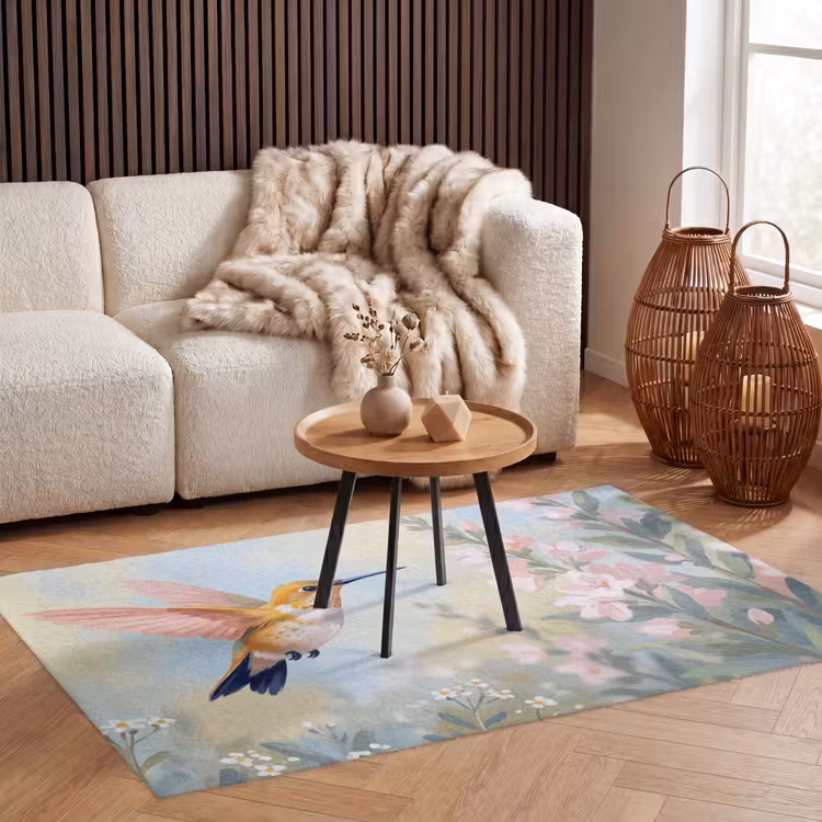 Kolibrie - Illustratie - Kleurrijk Vloerkleed Rechthoek klein -atmosphere_sfeer2_global