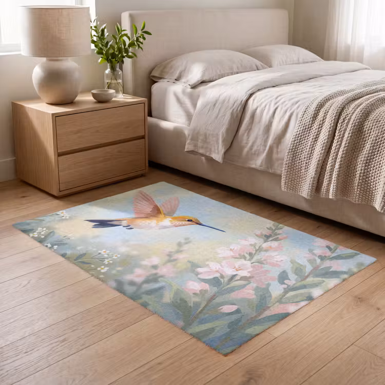 Kolibrie - Illustratie - Kleurrijk Vloerkleed Rechthoek klein -atmosphere_sfeer3_global
