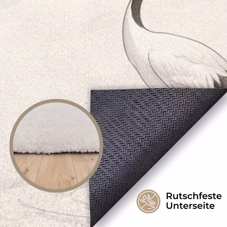 Kraanvogel - Azië - Klassiek Vloerkleed Rechthoek klein -uniquesellingpoint_antislip_DE_DE