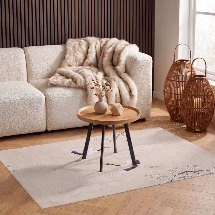 Kraanvogels - Bloesem - Beige Vloerkleed Rechthoek klein -atmosphere_sfeer2_global