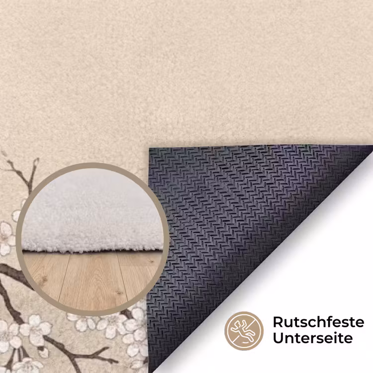 Kraanvogels - Bloesem - Beige Vloerkleed Rechthoek klein -uniquesellingpoint_antislip_DE_DE