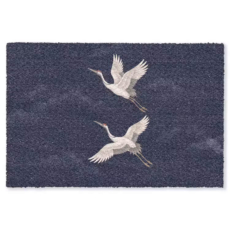 Kraanvogels - Nachthemel - Blauw Vloerkleed Rechthoek klein -3d