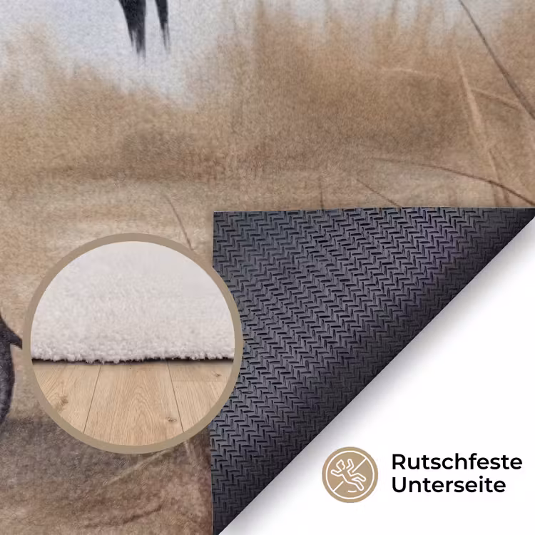 Kraanvogel - Natuur - Realistisch Vloerkleed Rechthoek klein -uniquesellingpoint_antislip_DE_DE