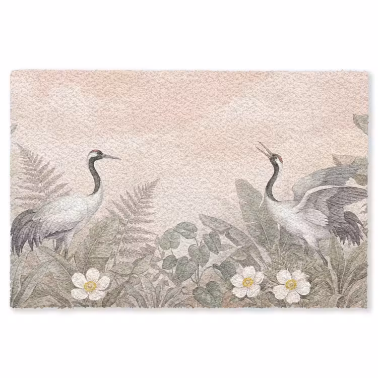 Kraanvogels - Natuur - Roze Vloerkleed Rechthoek klein -3d