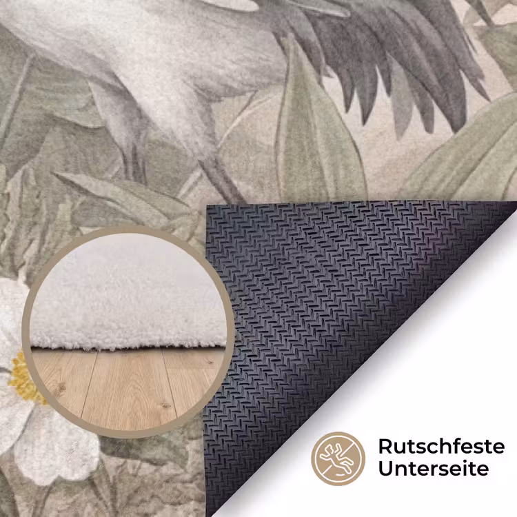 Kraanvogels - Natuur - Roze Vloerkleed Rechthoek klein -uniquesellingpoint_antislip_DE_DE