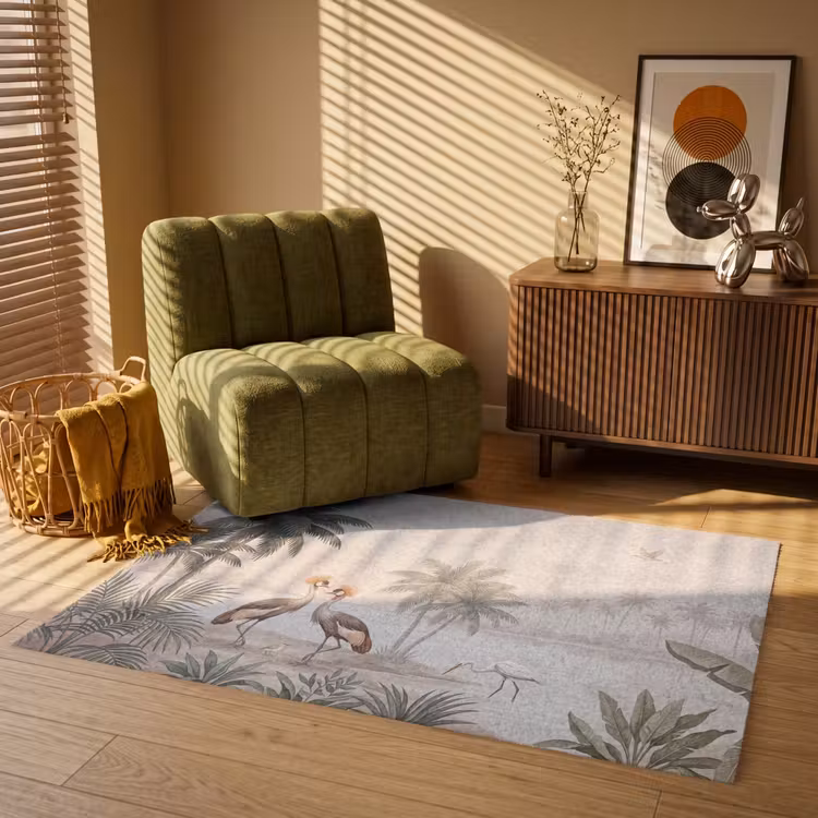 Kraanvogels - Palmbomen - Tropisch Vloerkleed Rechthoek klein -atmosphere_sfeer1_global