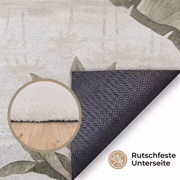 Kraanvogels - Palmbomen - Tropisch Vloerkleed Rechthoek klein -uniquesellingpoint_antislip_DE_DE